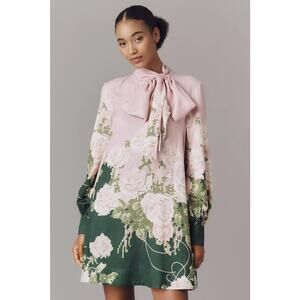 nwt ANTHROPOLOGIE MAEVE sz PL The Caroline Tie-Neck Dress pink floral